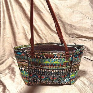 Sakroots Amazing Patterned Canvas And Vegan ? Leather Tote